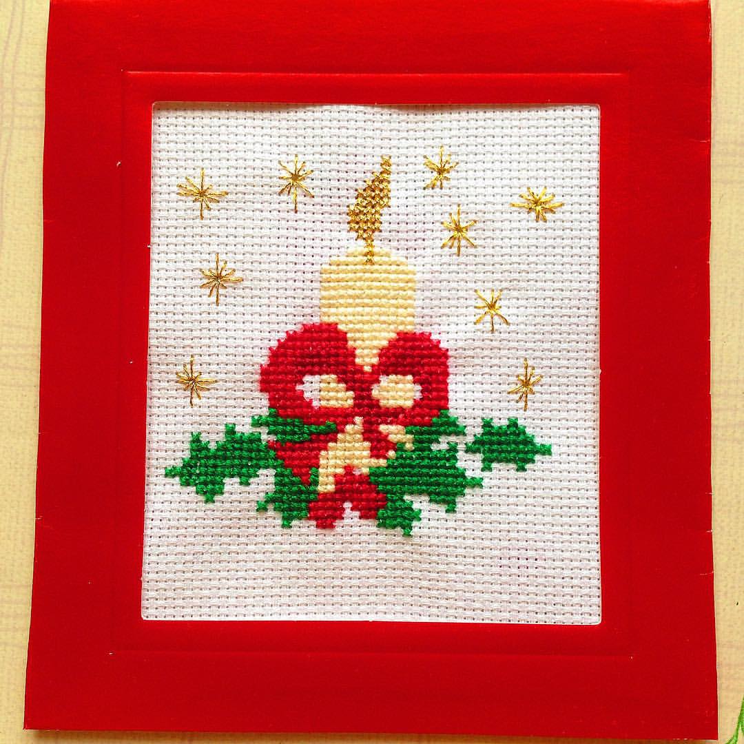 rucodelie в LOOKY. #VSCOcam,#happynewyear,#christmas,#postcard,#candle,#star,#embroidery,#crossstitch,#red,#green,#yellow,#DMC,#design. #VSCOcam #happynewye...