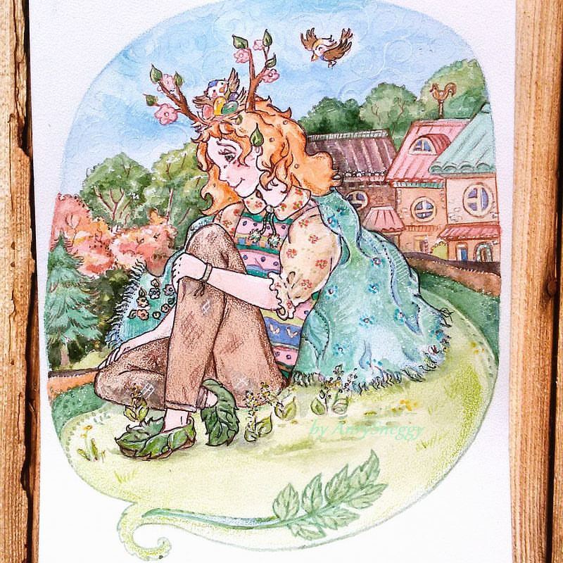 anrysneggy007 в LOOKY — Моя весенняя девочка;) #веснушка #girl #watercolor #topcreat