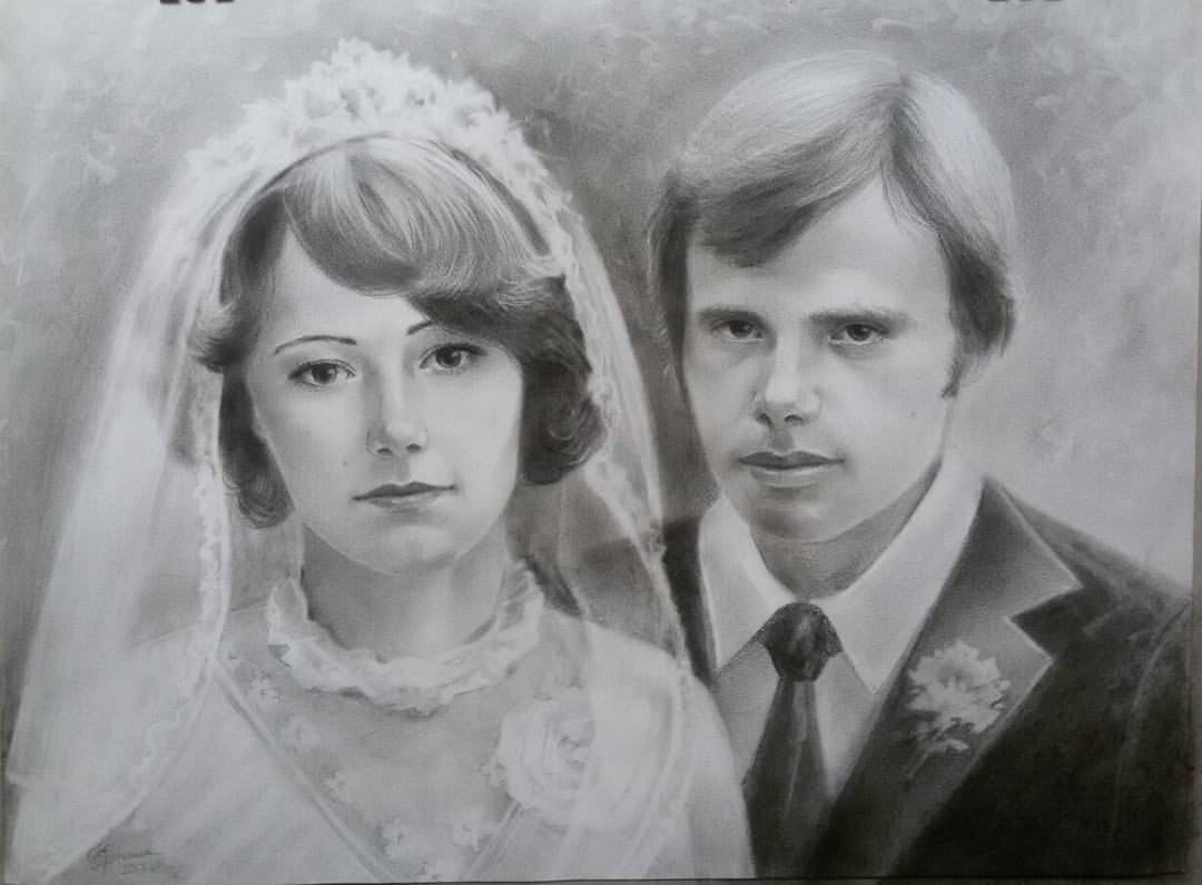 brelena_art в LOOKY — Портрет на заказ - подарок родителям на юбилей! Портрет нари