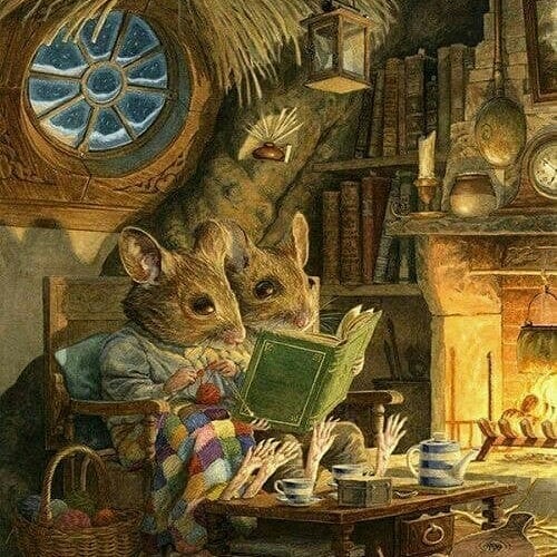 Доброе утро! Итак, зарисовка мими-мышки:
Мышки. 
Две хорошенькие мышки
Почитать уселись книжки.
Все так дружно, все так чинно,
Пусть и чуточку старинно.
Затрещат дрова в камине.
Молоко и мед в кувшине.
Греют теплые носочки.
Туго смотаны клубочки.
И, конечно, старый плед
Защитит от разных бед.
За окном кружат метели
Так, как будто оголтели.
Ниже градусом мороз
И не радует прогноз...
У двоих "погода в доме".
Мягко даже  на соломе
От любви им так тепло-
Хоть немало лет прошло!

Свидетельство о публикации №118061306339