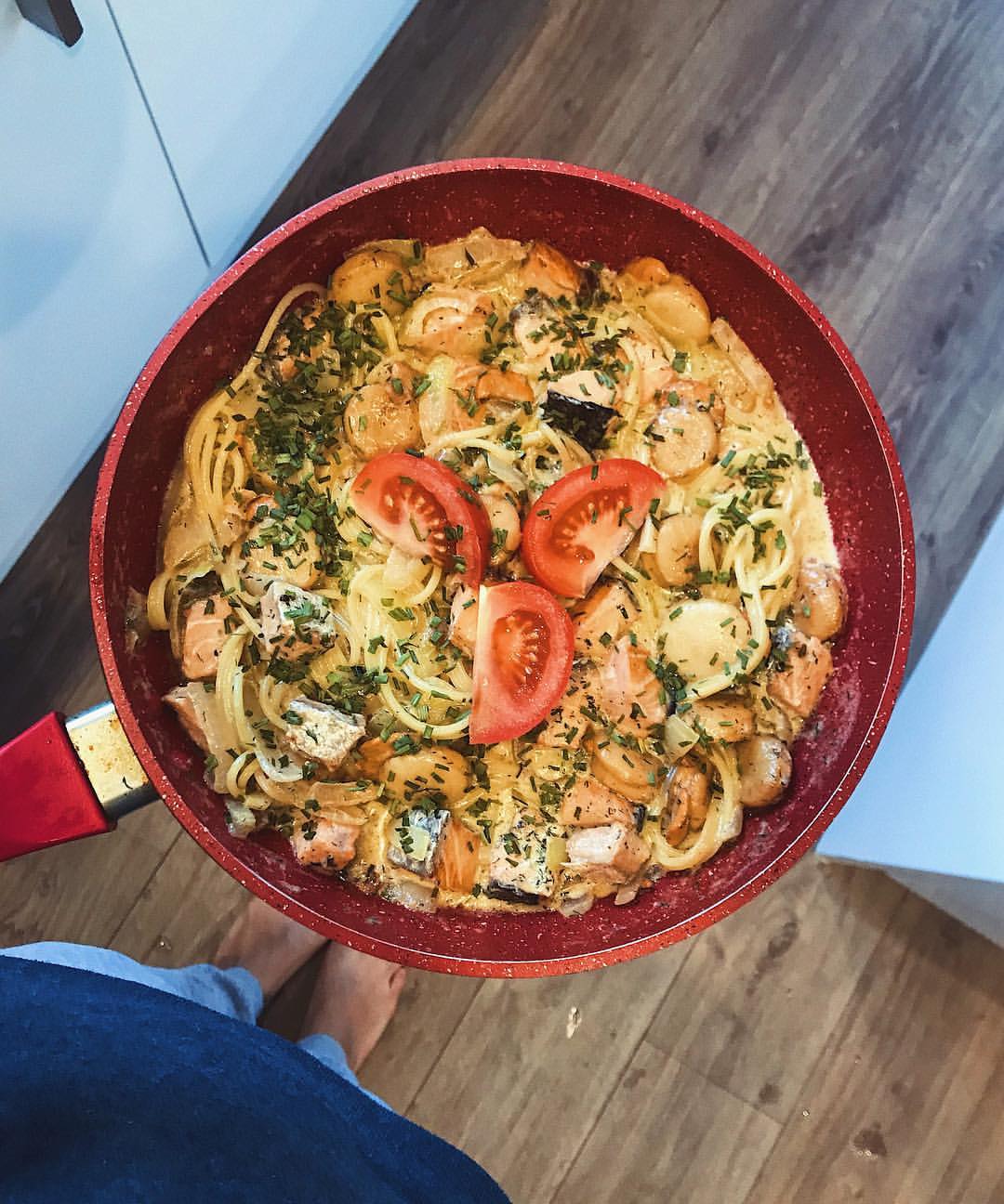 alina_pcv в LOOKY. #seafood#pasta#italiancuisine. Спагетти в Сливочном...