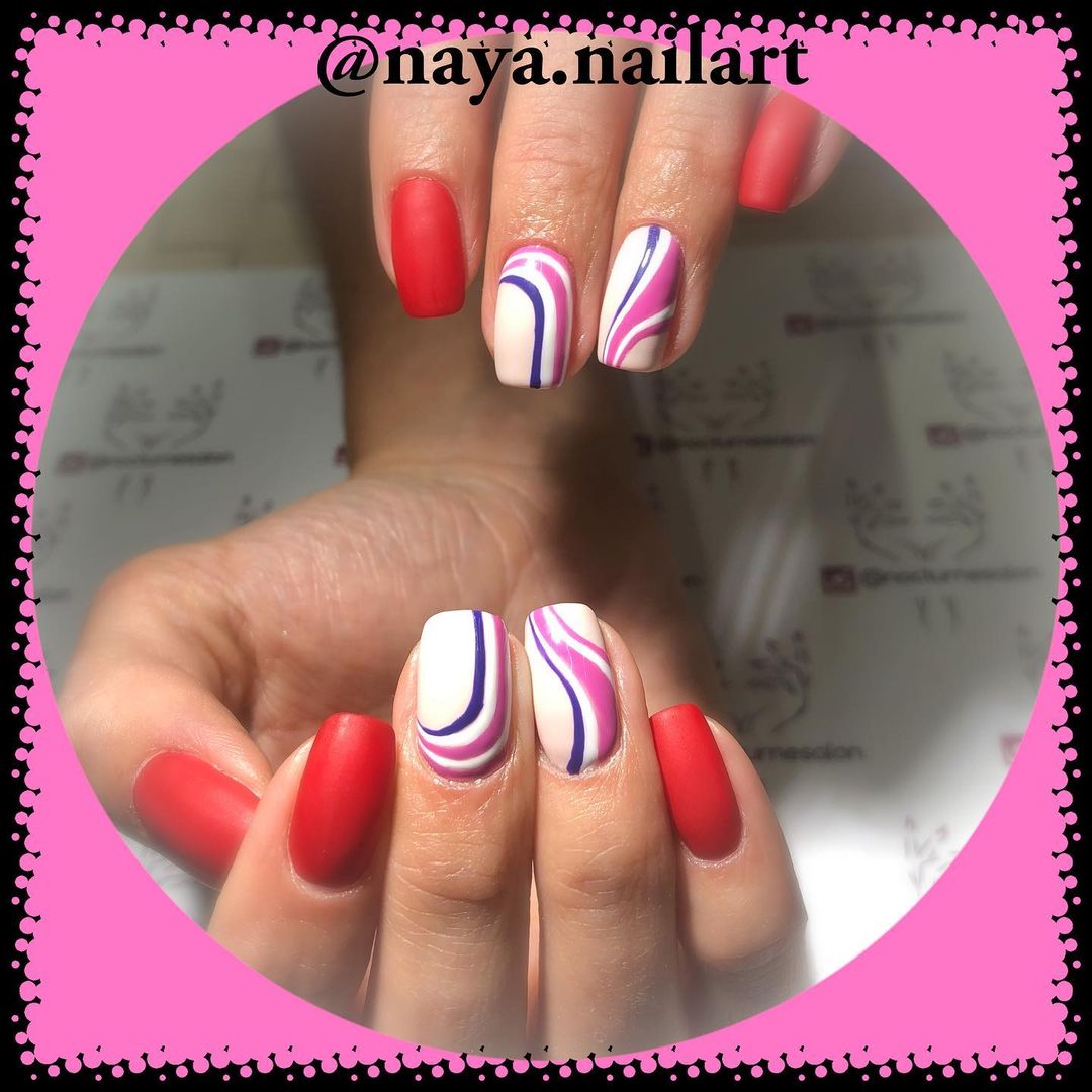 naya.nailart в LOOKY — Гель-лак, матовый топ, ручная роспись с глянцевым топом. Смо