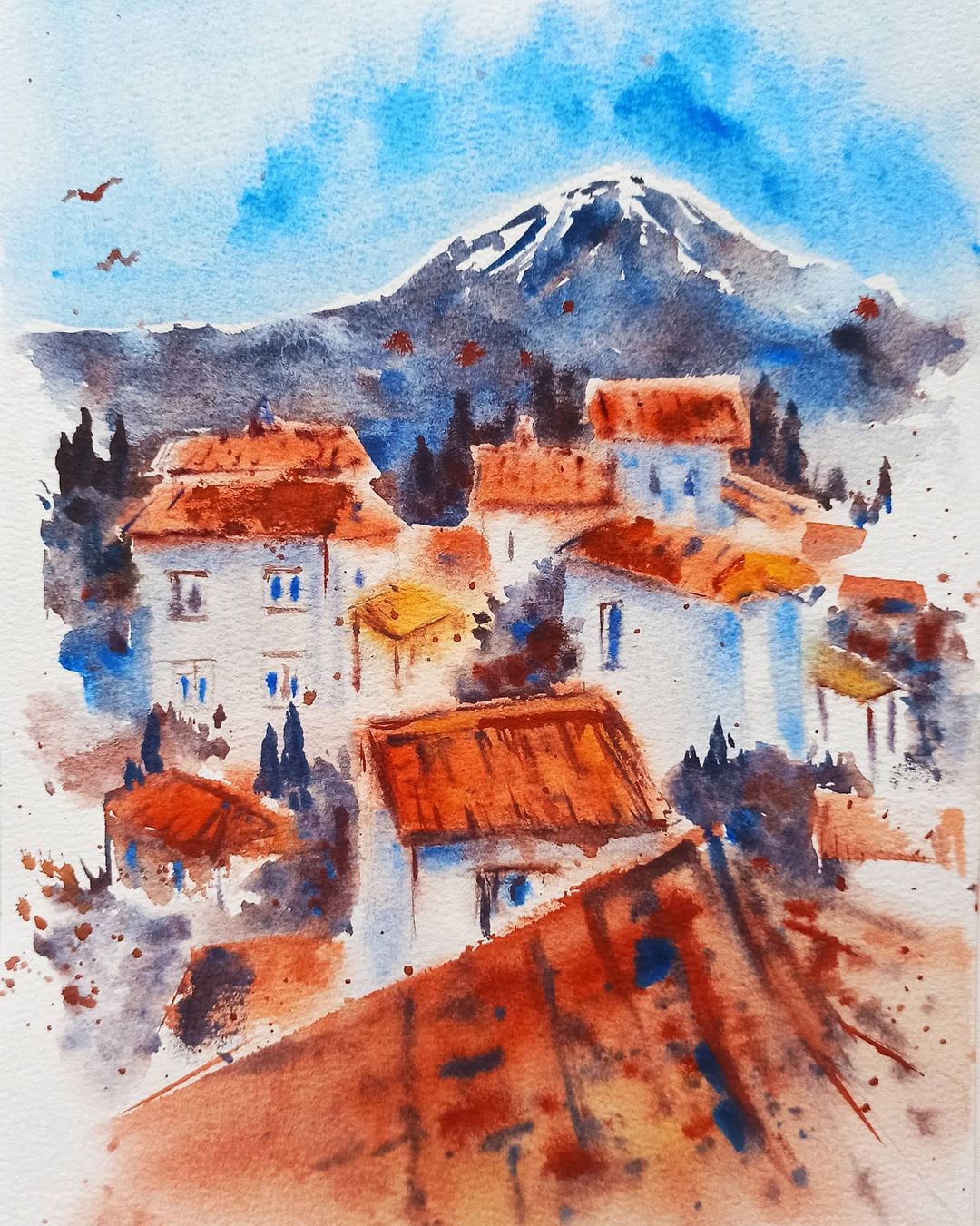 oksanakostikova_art в LOOKY — ИСПАНСКИЙ ГОРОДОК КОМАРЕС, марафон Воздушная акварель с люби