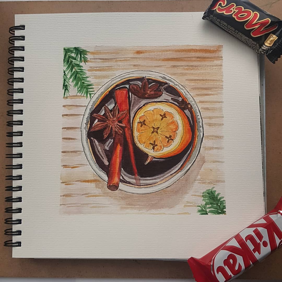 День 27 из 31, тема: глинтвейн или горячий напиток.
#скетч_адвент_dreamanddraw
#мечтай_и_рисуй