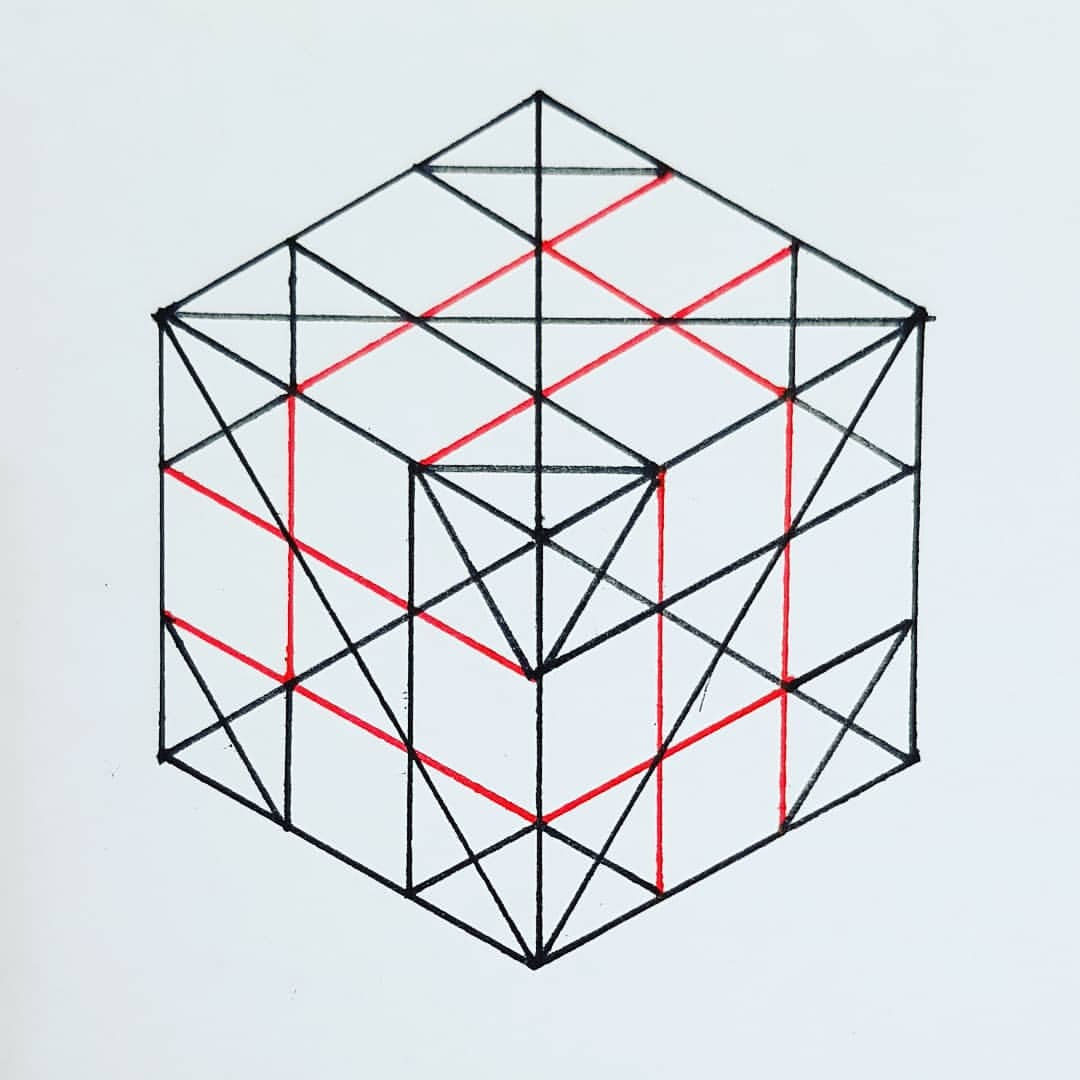 #geometry #geometric #cube #isometric #blackandred