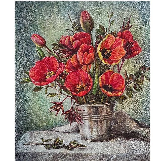 natashushkevich в LOOKY. #colorpencils,#pensilcolor,#цветы_акварель_пастель,#цветныекарандаши,#цветыкарандашами,#цветыкарандашом,#яхудожник,#люблюрисовать,#пастель_акварель_цветы. Тюльпаны. Работа для...