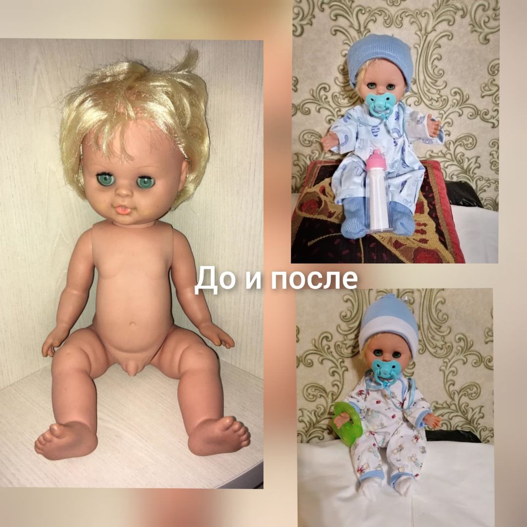 А вот и вторая кукла с этого заказа. Симпатягу одели, помыли, накормили и полюбили. Надеюсь заказчик побит его ещё сильнее, чем раньше#пупсик ссср#ручная работа.#