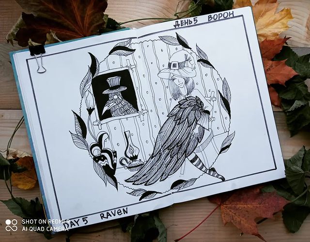 mana_tyata в LOOKY. #inktoberrussia2021,#inktober,#inktober21,#inktoberraven,#inktoberraven2021day5,#raven. День 5. Ворон. Day 5...
