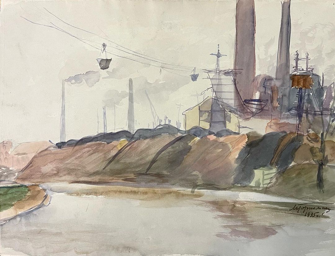artmolotok в LOOKY — "Заводской пейзаж" Горшман Мендель Хаимович (1902-1972) 1935