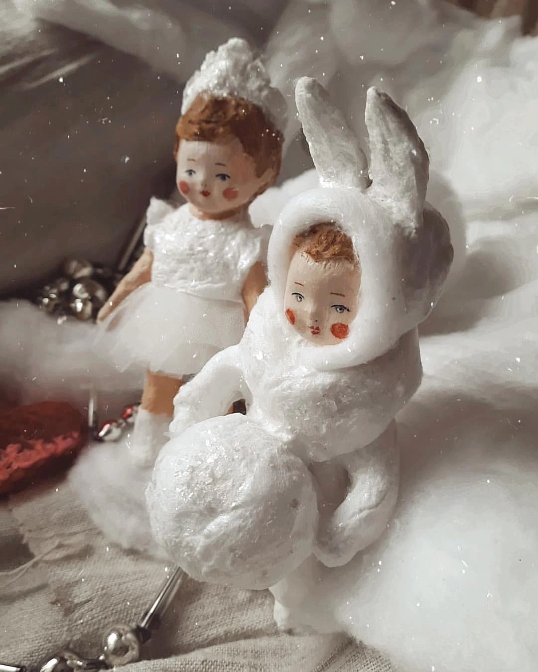 paninainna17 в LOOKY — Снежинка и зайчик , белоснежные 🌨  #ватнаяигрушка #игрушкир