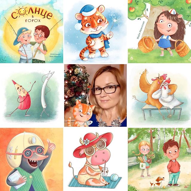 maya_ivart в LOOKY. #artvsartist2021,#artvsartist,#childrenillustrator,#illustrationartists. Коллаж работ 2021 го...