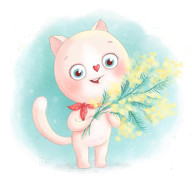 maya_ivart в LOOKY. #праздничное_комбо,#праздничное_комбо,#открытка,#8марта,#котики,#персонажи,#детскийиллюстратор,#characterart,#postcard,#chellenge,#cat. Ты моя Весна! 🌷🌷🌷...