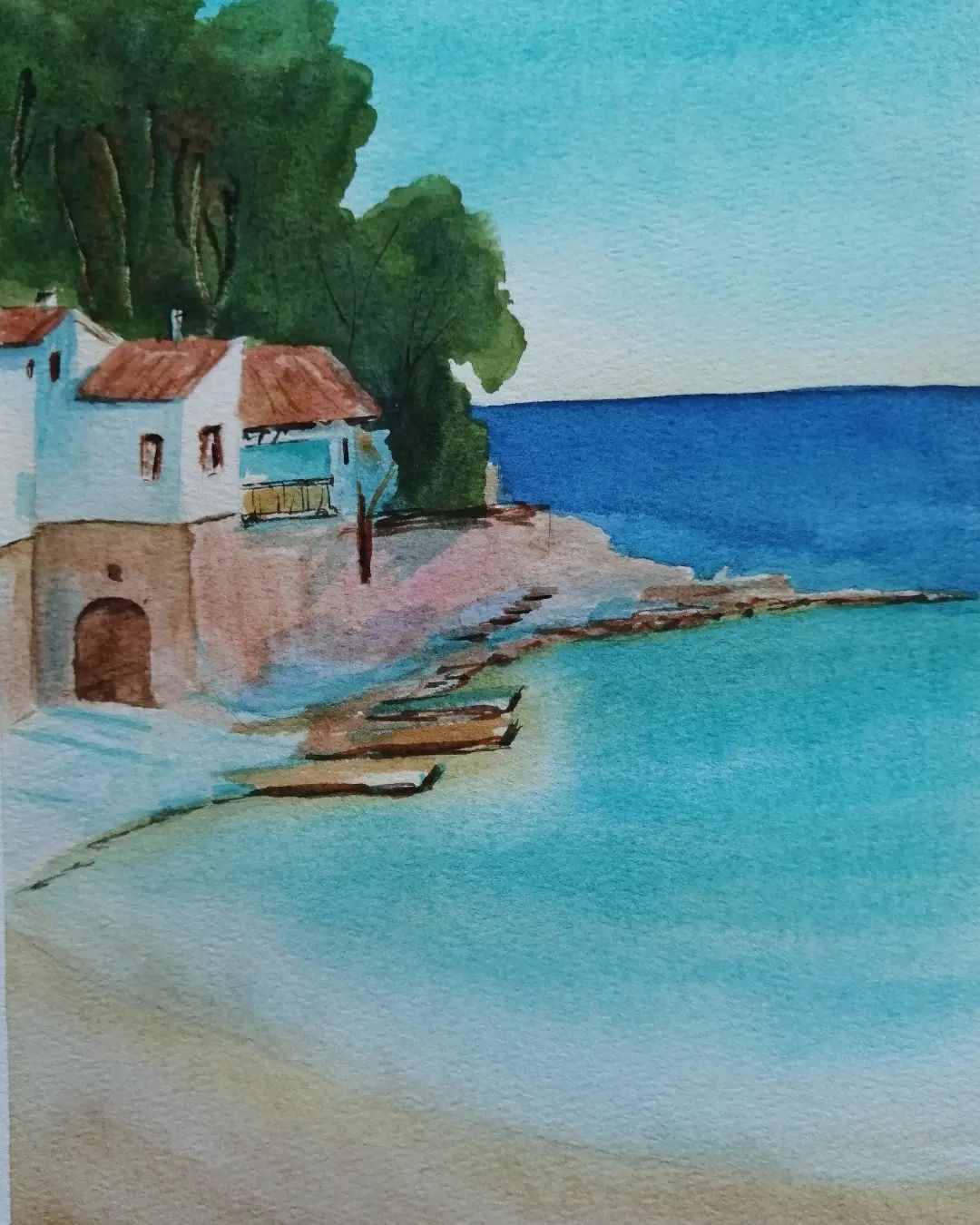 anna_m_handmade in LOOKY. #watercolorart,#art,#учусьрисовать,#акварель,#акварельныйэтюд,#акварельнаяживопись,#акварельныйпейзаж,#море,#мечтай_рисуя. Спасибо за солнечный...