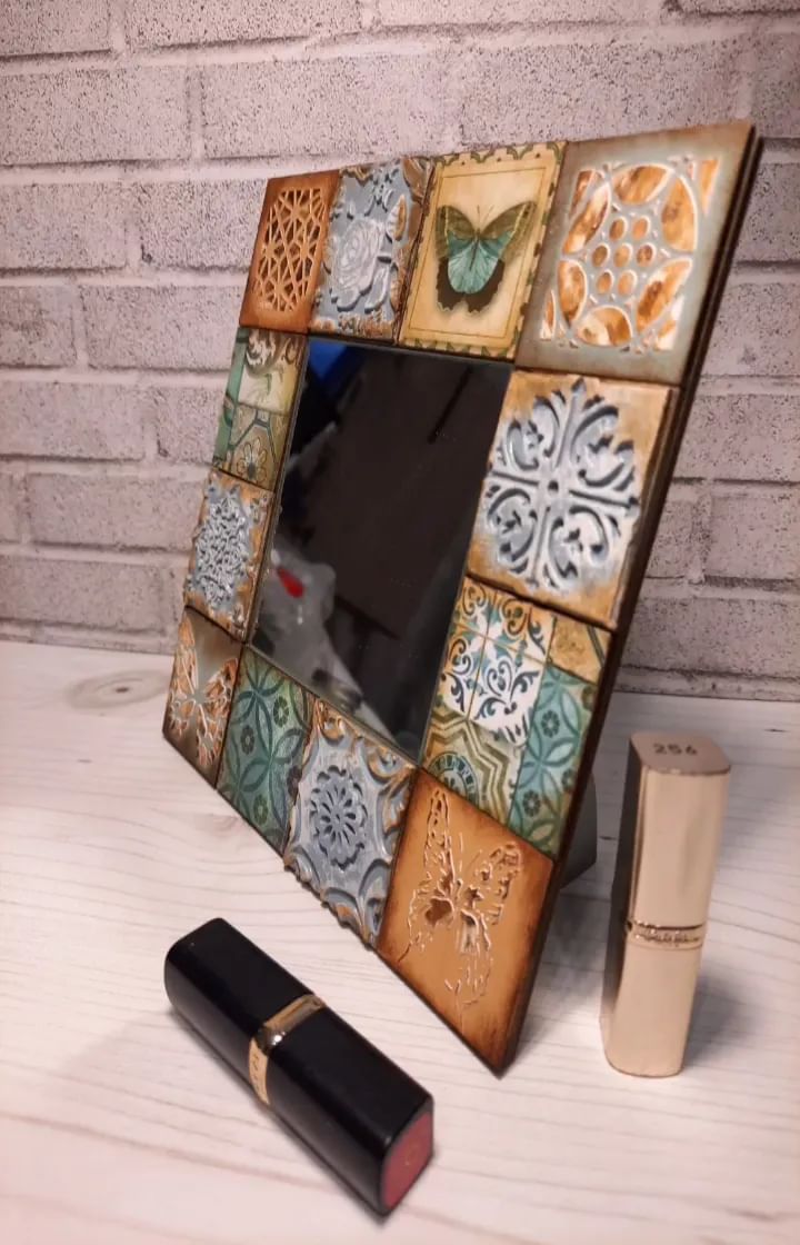 Татьяна Клименко в LOOKY. #декупаж,#декордлядома,#миксмедиа,#миксмедиаарт,#молды,#зеркало,#подаркиобнинск,#подарки,#сувениры,#Стамперия,#азулежу,#плитка,#обнинск,#малоярославец,#балабаново,#Жуково,#трафареты,#мастерклассыобнинск. Зеркало настольное. ...