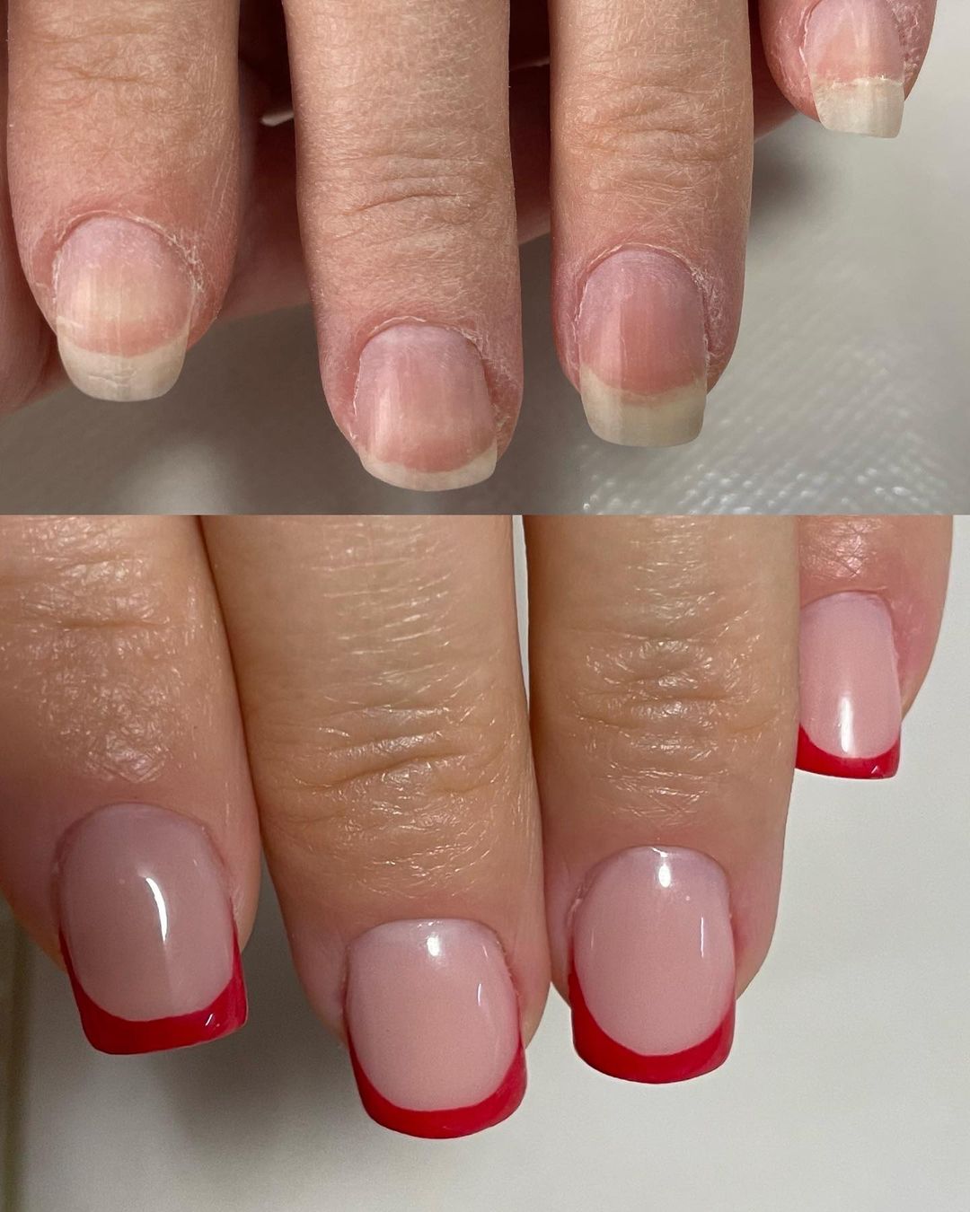 Наращивание на плоские, тонкие ногти 💅 и строгий красный френч 💞#красныйфренч #наращиваниеногтеймосквабеговая #ногтиквадратные #аппаратныйманикюрмосквабеговая #маникюрбеговая