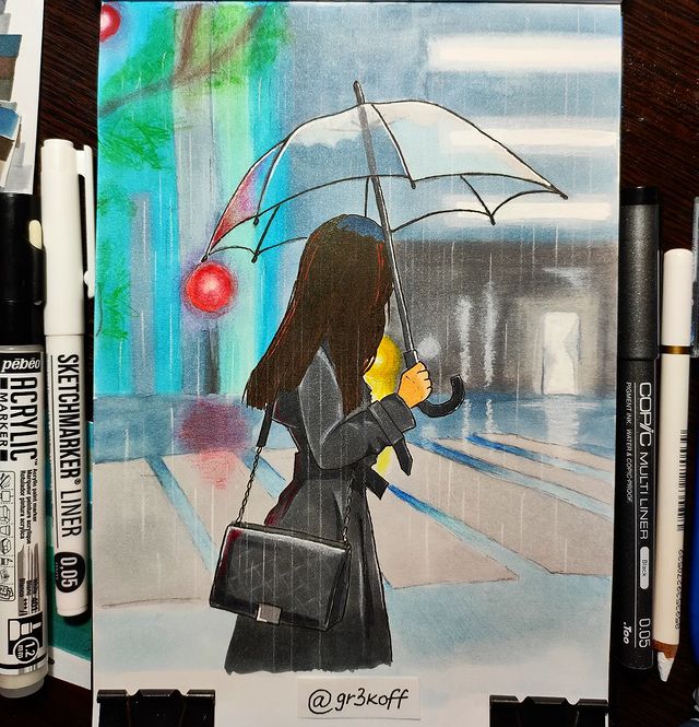 gr3koff в LOOKY. #sketch #sketchmarker #sketchmarkers #скетч #скетчмаркерами #маркеры #скетчбук #sketchbook #art #набросок #творчество #рисование #copic #touchsmooth #акрил #пастель #акварель #градиент #рисуйкаждыйдень #просторисуй #улица #rain #дождь,#гром,#thunder,#зонт,#umbrella,#girl,#девушка. #sketch #sketchmarke...
