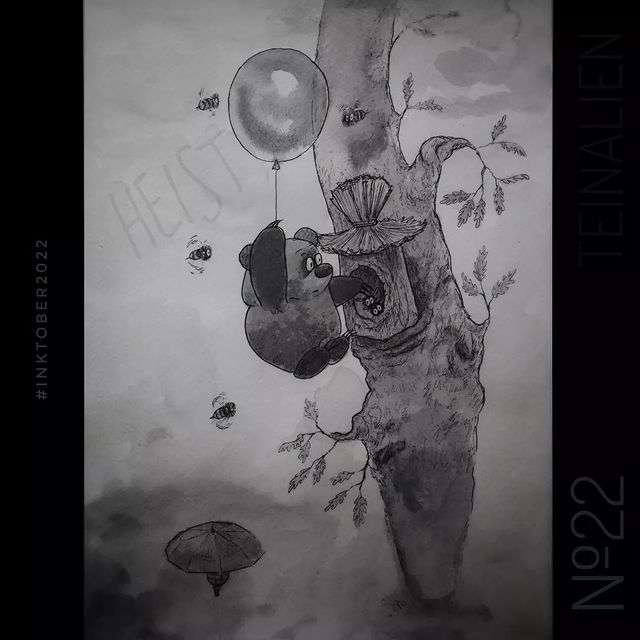 teinalien в LOOKY. #инктобер,#инктобер22,#инктобер2022,#inktober,#vinniethepooh,#виннипухипчелы,#inktober2022,#heist,#ограбление. Day 22: "Heist" ("Ог...
