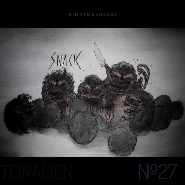 teinalien в LOOKY. #инктобер,#инктобер22,#inktober2022,#critters,#inktobersnack,#snack,#зубастики. Day 27: "Snack" ("За...