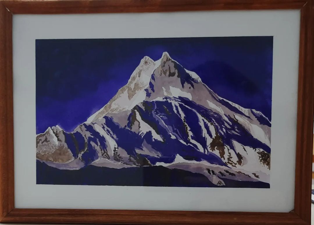 8осьмой 8осьмитысячник Манаслу. На рассвете 
23×32
#горы 
#манаслу 
#пейзажакварелью 
#kitaeva_watercolour