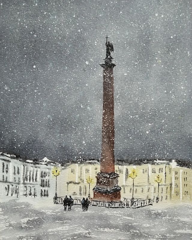 anna_m_handmade в LOOKY. #учусьрисовать,#мечтай_и_рисуй,#most_art01_зарядка,#акварельнаязарядка,#акварель,#акварельныйэтюд,#акварельнаяживопись,#артзима,#питер,#art,#watercolor,#watercolorart. Чудесная, настроенче...