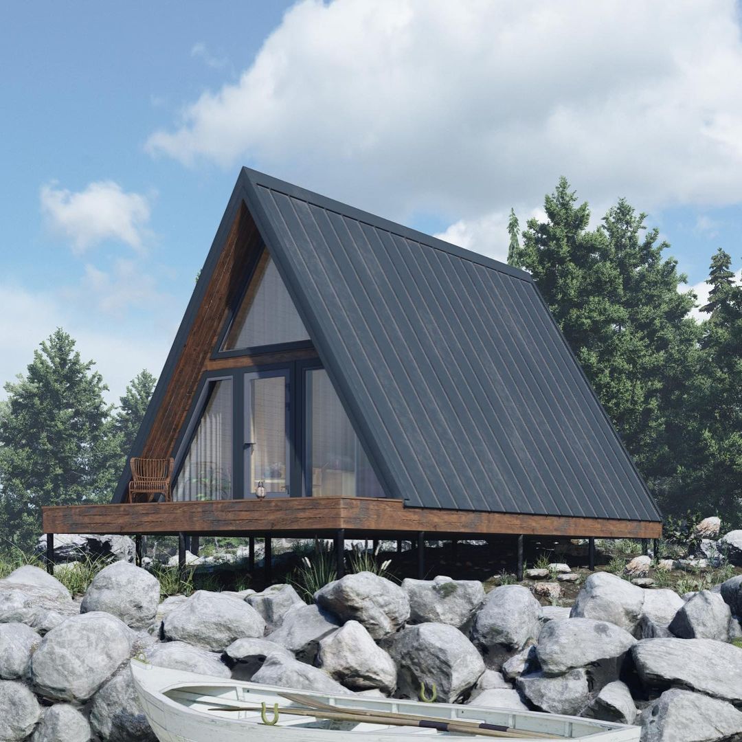 Дом-шалаш Aframe визуализация подготовлена для @hut_house_spb #aframe #aframehouse #афрейм #домшалаш #каркасныйдом #каркасныедома #каркасник