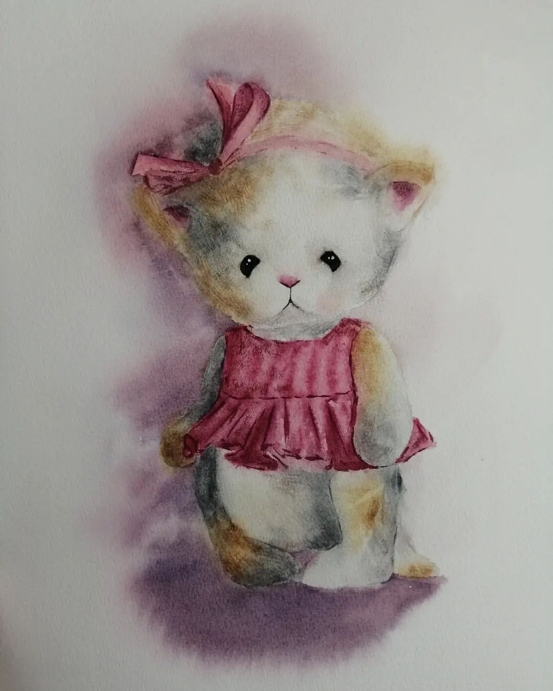 anna_m_handmade in LOOKY. #мечтай_и_рисуй,#акварельныйэтюд,#акварель,#игрушкиакварелью,#артзима,#watercolorart,#art,#watercolor. Розовая милота насту...