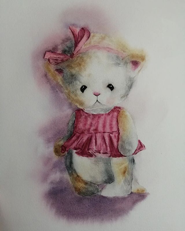 anna_m_handmade в LOOKY. #учусьрисовать,#мечтай_и_рисуй,#акварельныйэтюд,#акварель,#игрушкиакварелью,#артзима,#watercolorart,#art,#watercolor. Розовая милота насту...