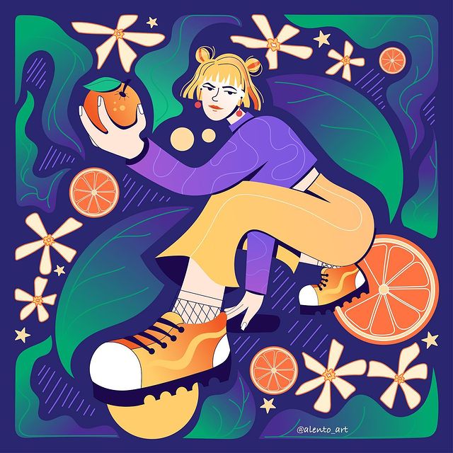 alento_art в LOOKY. #апельсин,#девушка,#иллюстрация,#вектор,#векторнаяграфика,#векторнаяиллюстрация,#назаказ,#фрукты,#цитрус,#художник,#иллюстратор,#арт,#февраль,#ярко,#зима,#art,#illustration,#illustrator,#vector,#vectorart,#vectorillustration,#orange,#citrus,#girl,#style,#flat,#february. Закончила девушку-ап...
