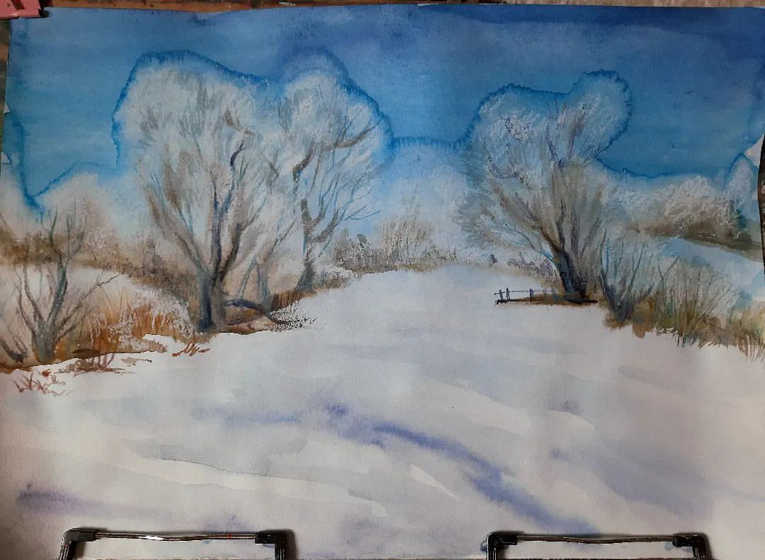 anja.trushina в LOOKY — #зима #пейзаж #живопись #акварель #пастель #watercolor #past