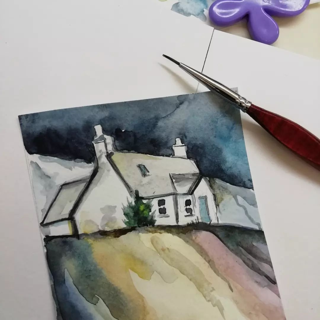 #aquarelle #picture #акварель #домики #houses
