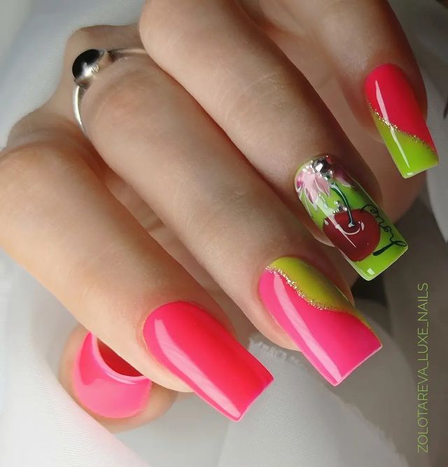 zolotareva_luxe_nails в LOOKY. #вишнянаногтях,#елецманикюр,#неоновыйманикюр,#рисунокнаногтях,#nailart,#zolotareva_luxe_nails,#nailsinstagram,#summer. Немного порисовала🥰...