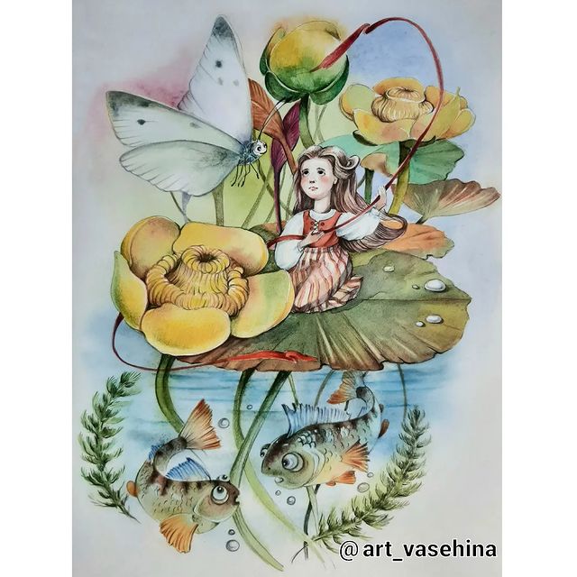 art_vasehina в LOOKY. #Дюймовочка,#иллюстраторы,#иллюстрация,#детскаяиллюстация,#акварель,#акварельнаяиллюстрация. Приняла участие в ко...
