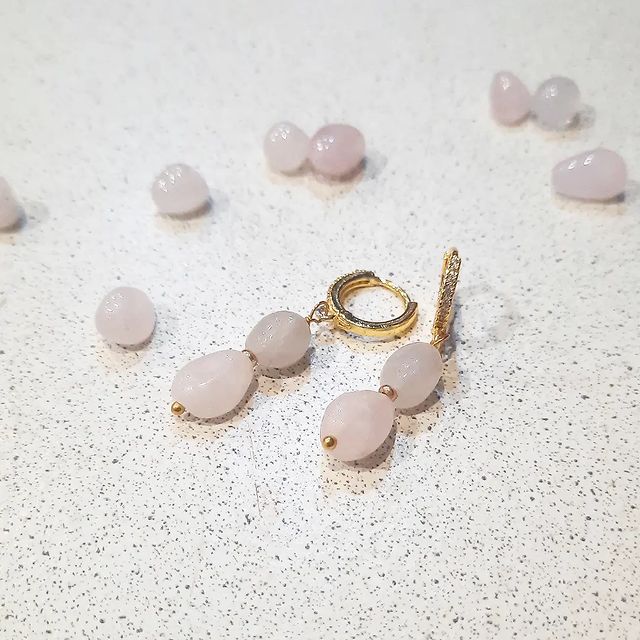 broshka_nahodka в LOOKY. #серьги,#розовыйкварц#камни. Серьги с бусинами ро...
