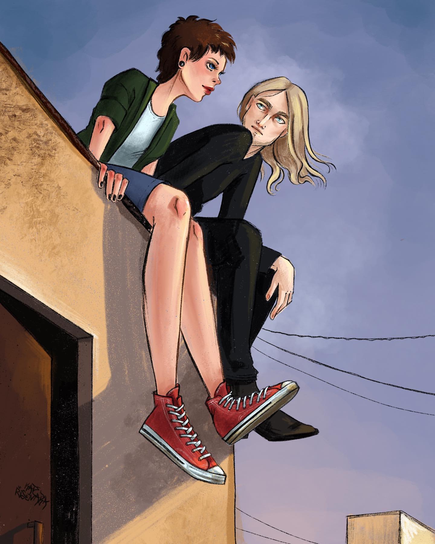 kate_risovaka в LOOKY. #арт,#иллюстрация,#art,#illustration,#artist,#illustrator,#крыша,#панельки,#закат. Рисую серию иллюстра...