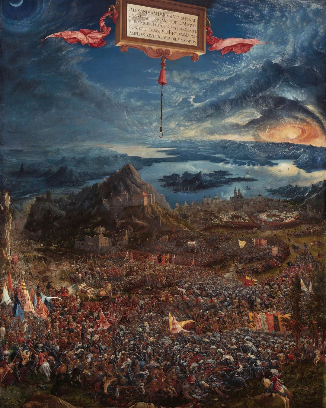 The Battle of Great Alexander, 1528-1529, by Altdorfer
The old Pinakothek (Munich, Germany).

Hello, friends! Today I want to share with you an amazing picture, which is a real work of art. This is the "Battle of Alexander the Great" by the artist Altdorfer. 🖼️

At first glance, the painting attracts with its powerful colors and details, but if you look deeper, you will understand that there is more hidden here than just an image of a battle. 🏛️

Altdorfer created this painting in 1529, and it depicts the legendary warrior and commander Alexander the Great, who was considered a great conqueror in ancient Greece. But interestingly, the plot is not limited to just a battle.

In the background, you can see a landscape with sunrise, lots of trees and mountains. This creates an atmosphere of mystery and mystery. Altdorfer describes not only the battle, but also its opposite - a peaceful and calm natural environment. 🌅

Many art historians interpret this as a symbol of man's struggle with nature, his desire to know and control it. At the same time, the picture can also be a metaphor for the struggle of Alexander the Great himself, who sought not only to conquer new lands, but also to learn to dominate his feelings and passions. 🌍

It is also interesting to note that the painting was created during the period of religious revolt and reformation, and some researchers see echoes of time in it. The battle can be not only military, but also spiritual. 💭

All these secrets and symbols make Altdorfer's painting truly unique and raise many interesting questions. What exactly did the artist want to say? What emotions and thoughts do you have when you look at this picture?

I would really like to hear your opinion! Tell us in the comments what, in your opinion, the painting "The Battle of Alexander the Great" hides. 🤔❓

Stay tuned, because there is always a place for interesting discoveries and discussions in the art world. See you in the next posts! 💫✨ 

#instagram #art #painting #museumlover #macedon #fights #history #germany