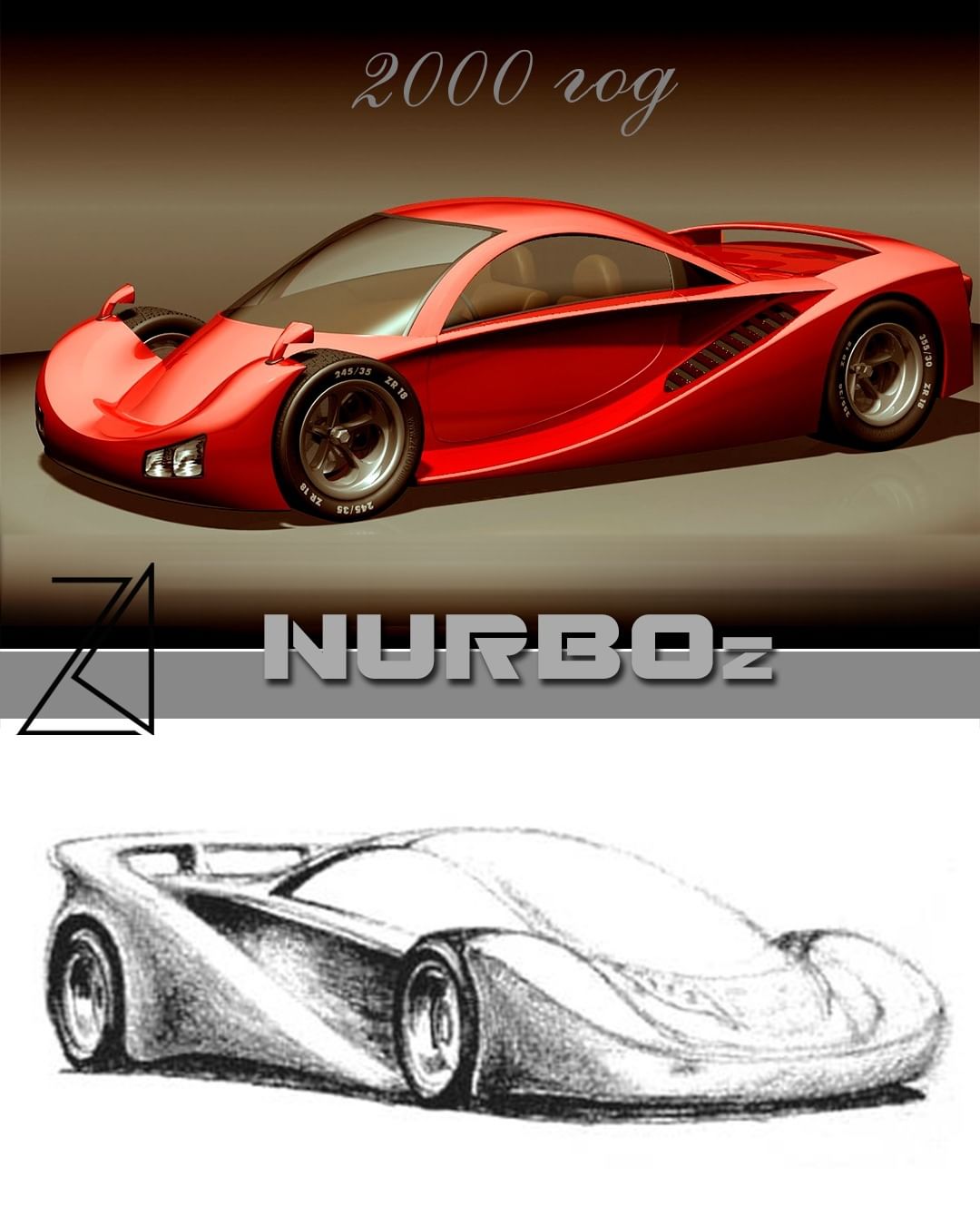 Мощь NURBS из мира 3D…
Очередной мой виртуальный проект 2000 года.
Центрально-моторный суперкар выполненный в духе 'Ferarri' и 'M'cLaren'.

Небольшой карандашный набросок сделанный мной ещё в 1995 году, послужил отправной точкой в постройке 3D-макета этой машины.
NURBOz— это рабочее название проекта, оно созвучно аббревиатуре "NURBS", термина из мира 3D.

У машины классическое для подобных автомобилей расположение силового агрегата в пределах колёсной базы.

Наружные кузовные панели автомобиля выполнен из композитных материалов. Несущий каркас сварен из легкосплавных труб коробчатого сечения и обшит алюминиевыми панелями.

Используемый софт - Rhino (моделирование) + 3DS Max (рендер). 
Все рендеры, кроме последнего листа, выполненны в 2000 году. Последний лист - тестовый рендер 3d-модели машины в Blender (2020).

#zerdo_design
#творческаямастерская
#творчество #хобби #сделайсам
#design #handmade
#3d #render #draw
#rhino3d #blender3d