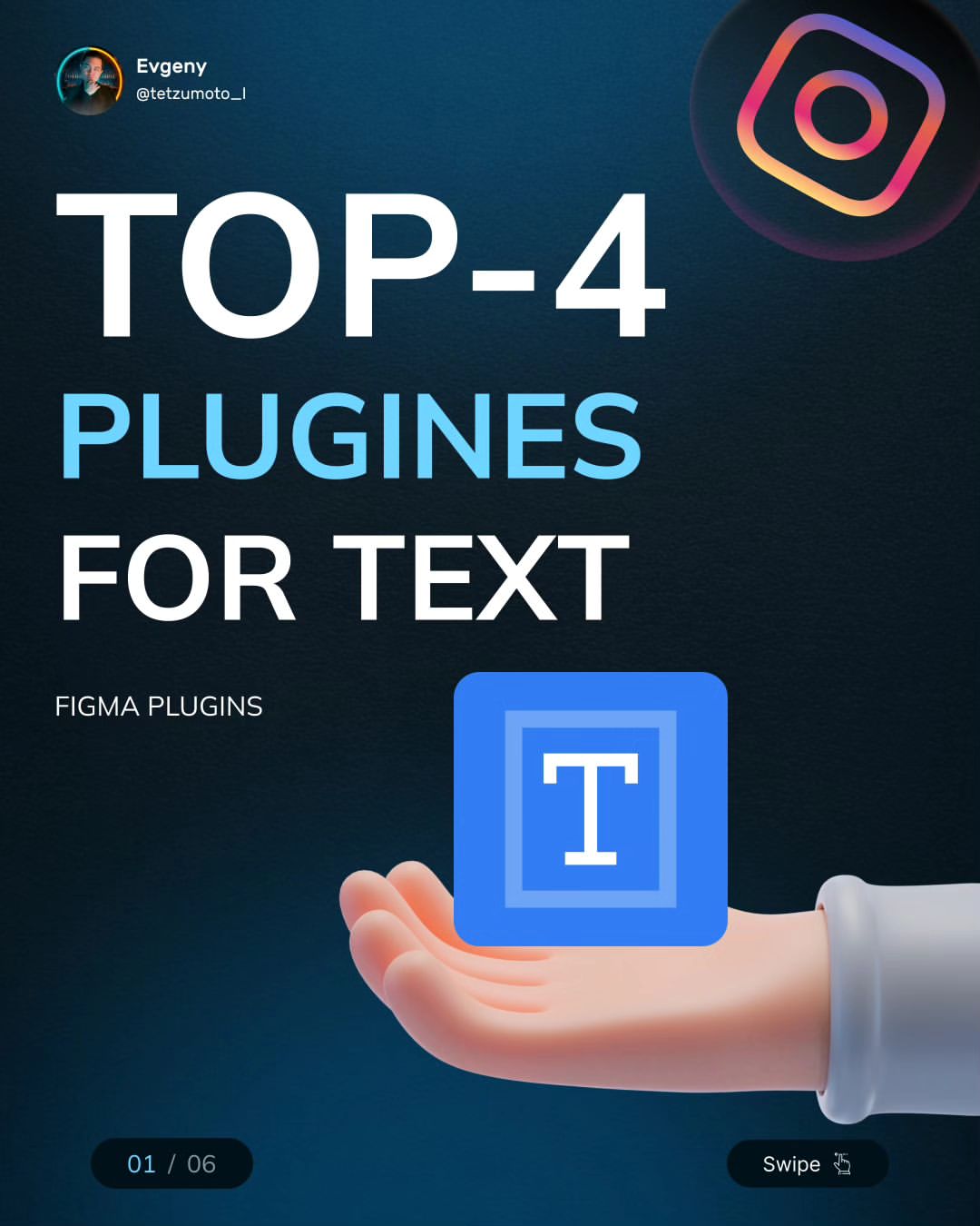 Hello, Friends 👋 👋

Figma has a lot of tools for working with text, but sometimes additional features are needed to implement a design idea or for the convenience of work. Plugins, which have already gathered a huge number, help us in this. ✨

I have collected for you a selection of the most necessary and convenient plugins, which I constantly use myself. Save yourself and improve your texts 📝 💡 .

If this selection is useful to you, do not forget to put it on ❤️. And share it with your friends. Also tell us what plugins you use to work with text. 💬