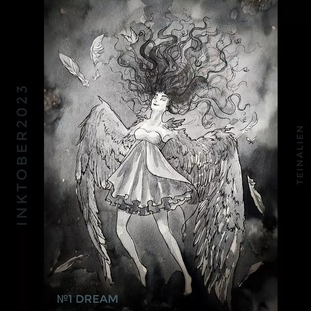teinalien в LOOKY. #inktober,#inktober2023,#инктобер,#инктобер2023,#инктобер23. Day1: Dream, сон
.
....