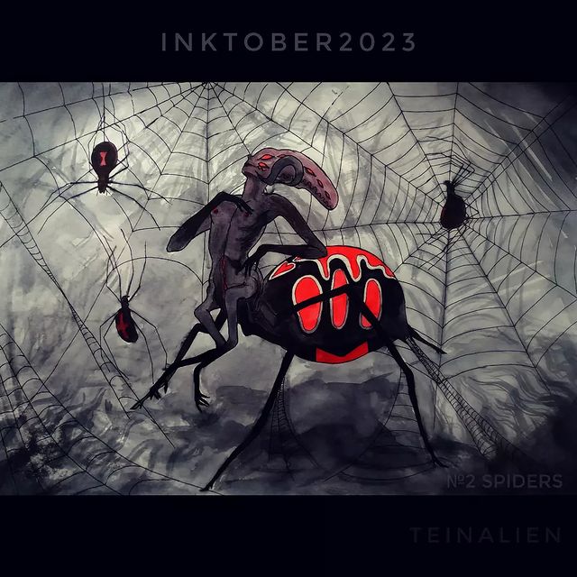 teinalien в LOOKY. #inktober,#inktober2023,#инктобер,#инктобер2023. Day 2: Spiders, паук...