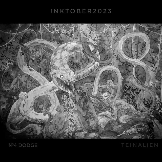 teinalien в LOOKY. #inktober,#inktober2023,#инктобер23,#инктобер. Day 4: Dodge, извива...