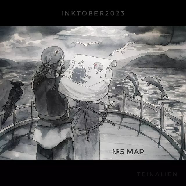 teinalien в LOOKY. #inktober,#inktober2023,#инктобер23. Day 5: Map, карта
.
...