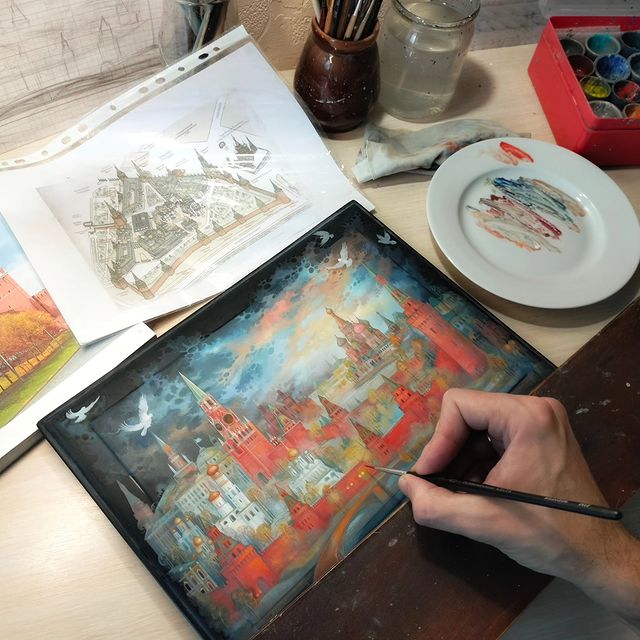 yurijkomyakov в LOOKY. #художник,#юрийкомяков,#миниатюрнаяживопись,#лаковаяминиатюра,#лаковаяминиатюрнаяживопись,#холуйскаяминиатюра,#холуй,#темпера,#сусальноезолото,#папьемаше,#декоративноеискусство,#народныйпромысел,#москва,#храмвасилияблаженного,#стараямосква,#московскийкремль,#шкатулка,#живопись,#краснаяплощадь,#кремлевскаянабережная,#архитектура,#краснаямосква,#art,#artgallery,#artworkshop,#moscow,#moscowkremlin,#oldmoscow,#lacquerminiature,#laquerart. ... Рабочие моменты....