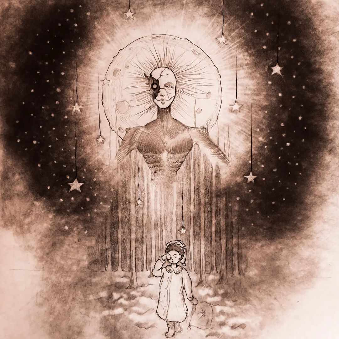Moon eyes look at me... #art #artist #illustration #illustrationartists #fear #fearart #darkart #dark #moon #moonart