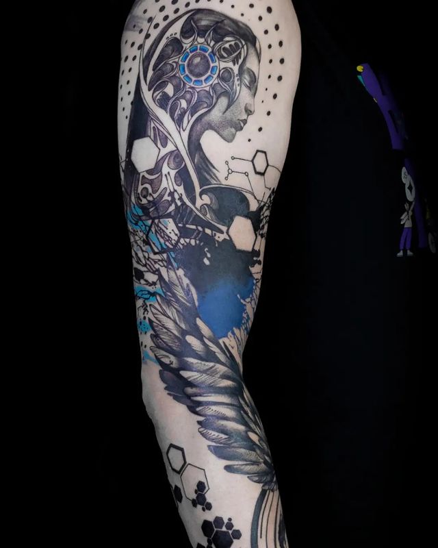 sashatae_tattoo в LOOKY. #татурукав,#tattoosleeve,#tattoocyberpunk,#татумск. Рукав для любителя к...