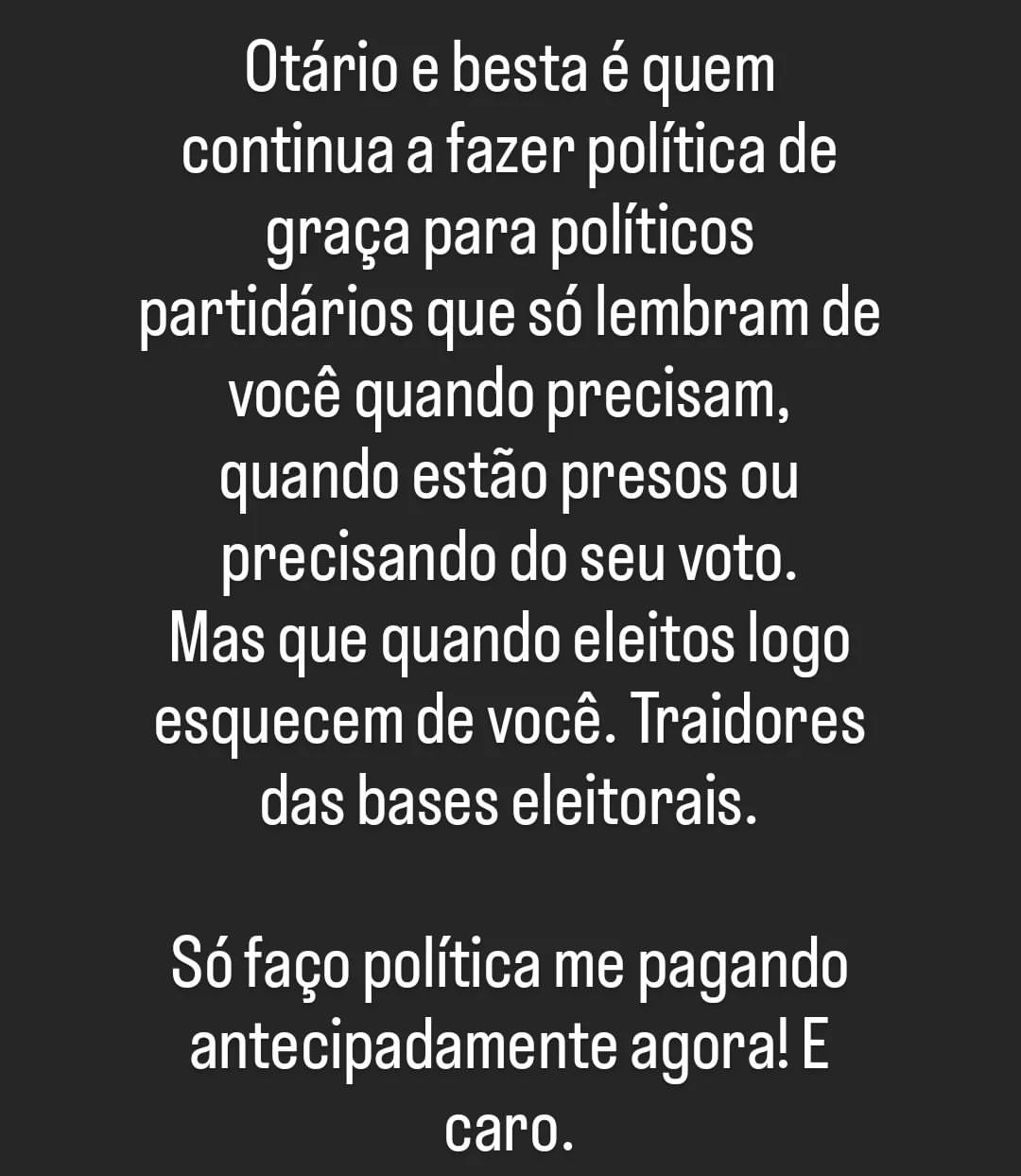 pedrocaetanomello в LOOKY — Otário e besta é quem continua a fazer política de graça par