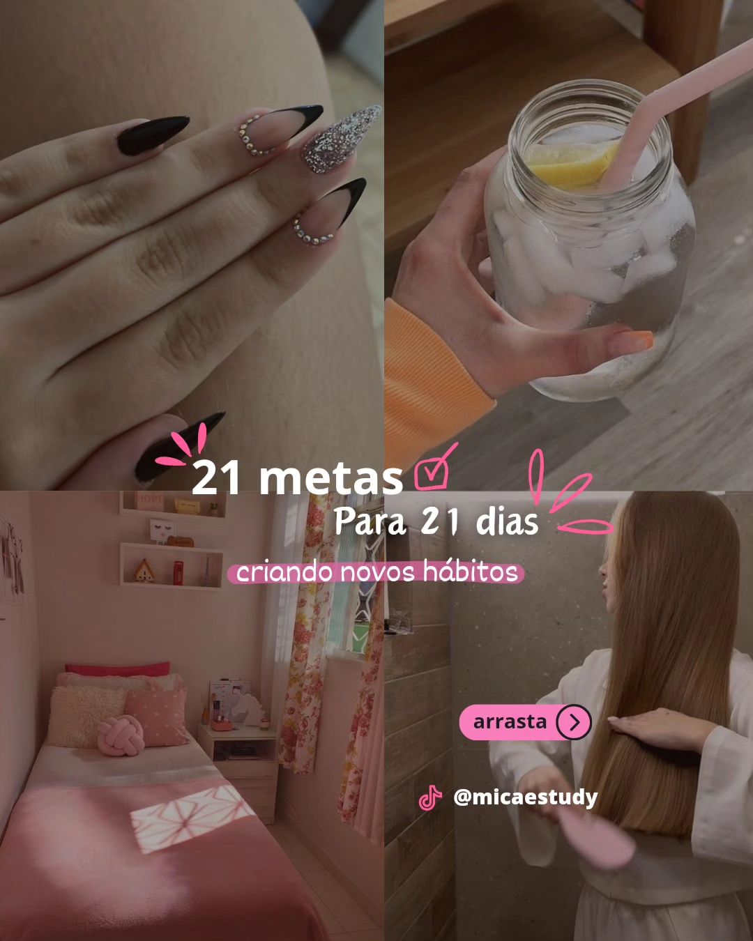 21 metas para 21 dias ✨
créditos :?
#metasclaras #metassemanais #glowup #metasbrilhantes #hábitos
