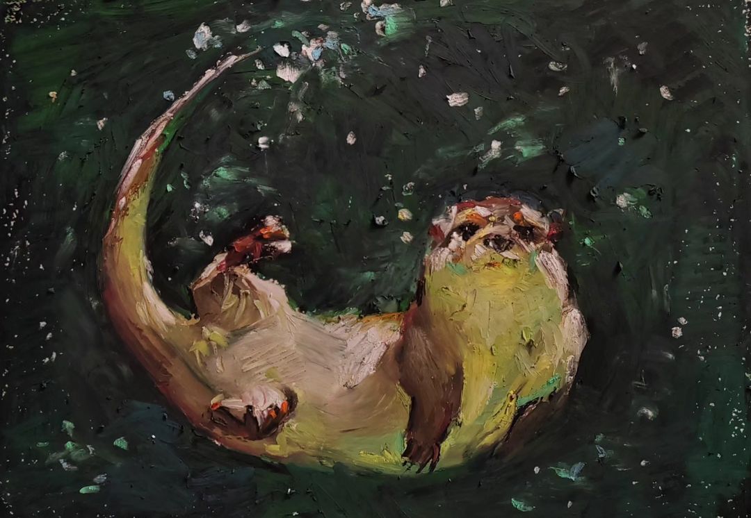 #animals #art #oilpastel #painting #sketchbook #sketch #traditionalart #otter #otterswim