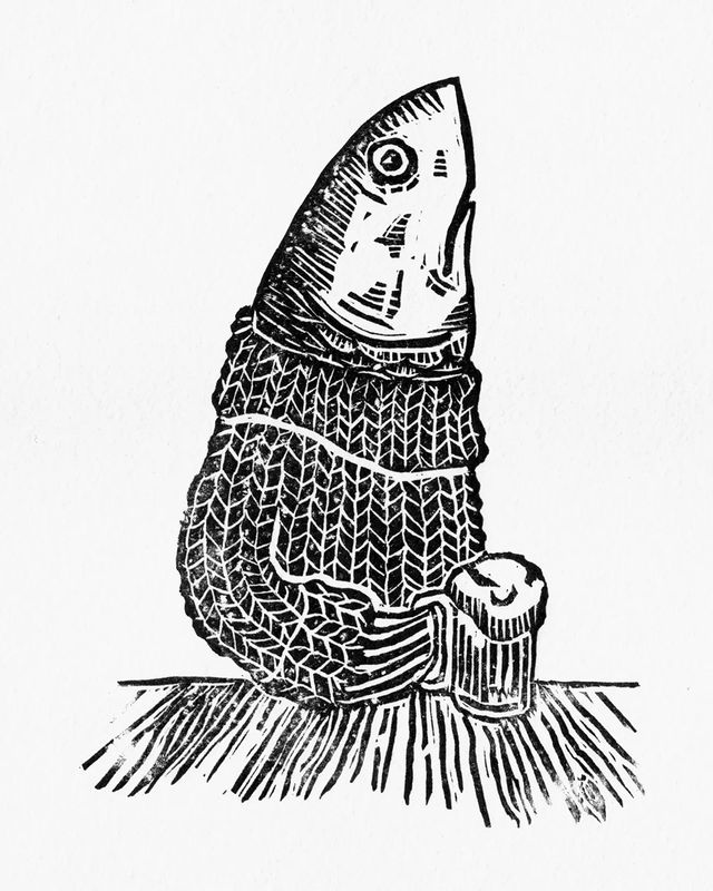 titipoko в LOOKY. #linocut,#linoart,#printmaker,#print,#fish,#beer. САМОЕД
Вторая работа...