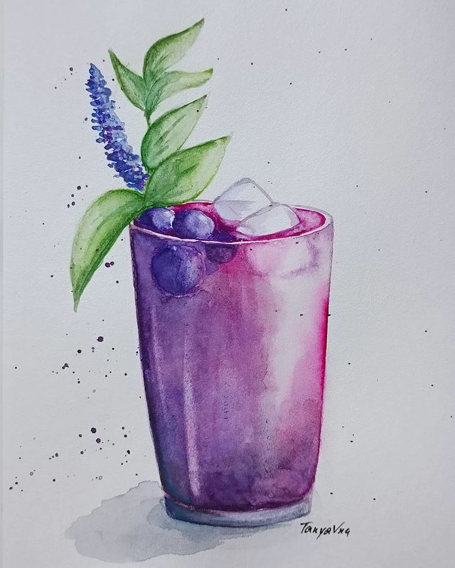 Татьяна Внученкова в LOOKY. #tanyavnuart,#drawing,#aquarelle,#рисунокакварелью,#акварель,#акварельныйскетч,#скетч,#sketch,#blueberries,#cocktail,#коктейль,#вкусно. #tanyavnuart 
#drawi...