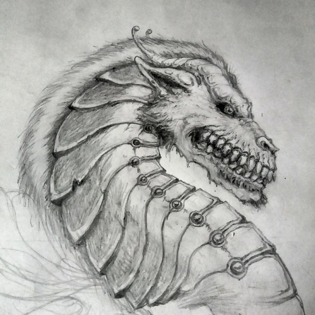 дракон ВОЛКОЗМЕЙ #графика #creepyart #creepyartist #draw #рисунок